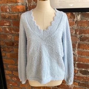 Marled Light Blue Fuzzy Sweater